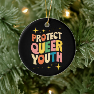 Bescherm Queere Jongeren Bescherm Trans Kinderen L Keramisch Ornament