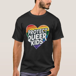 Bescherm Queere Kinderen Regenboog Hart LGBT Pri T-shirt