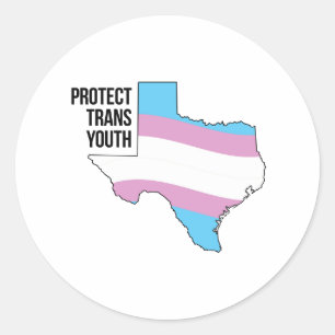 Bescherm Texas Trans Jongeren Ronde Sticker