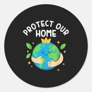 Bescherm thuis aarde dag schattige planeet knuffel ronde sticker