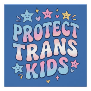 Bescherm Trans Kinderen Kawaii Stars Retro Pride Perfect Poster