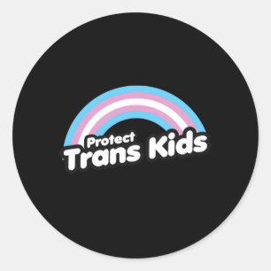 Bescherm Trans Kinderen - Regenboog Ronde Sticker