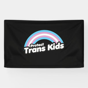Bescherm Trans Kinderen - Regenboog Spandoek