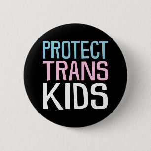 Bescherm Trans-Kinderen. Ronde Button 5,7 Cm
