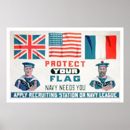 Bescherm uw vlag - marine heeft u nodig (US02143) Poster (Voorkant)