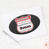 beschermd door 9mm schild ovale sticker (Envelop)