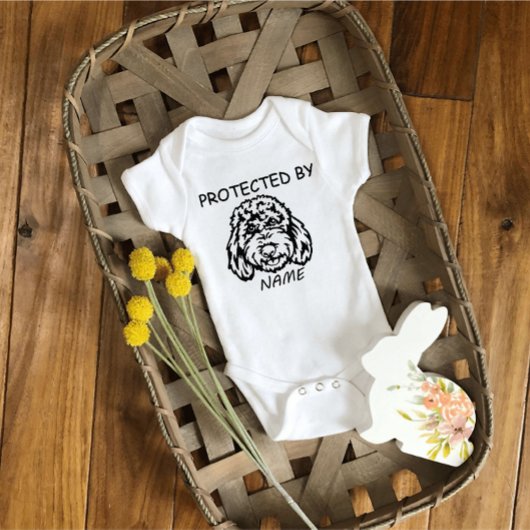 Beschermd door Dog Personalized baby body suit & h Romper