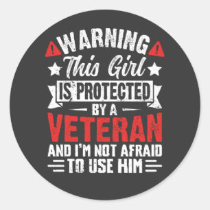 Beschermd Door Een Veteraan Trotse Dochter Van Een Ronde Sticker