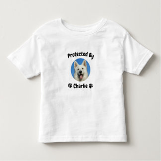 Beschermd door hond, naam van de hond personaliser kinder shirts
