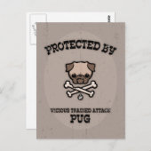 Beschermd door Pug Briefkaart (Voorkant / Achterkant)
