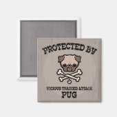 Beschermd door Pug Magneet (Voorkant / Achterkant)