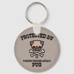 Beschermd door Pug Sleutelhanger