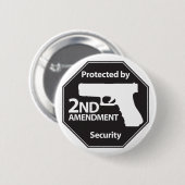 Beschermd door tweede amendement ronde button 5,7 cm (Voorkant /achterkant)