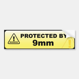 Beschermd met 9 mm bumpersticker