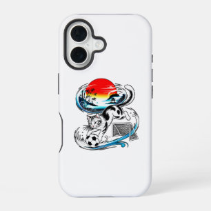 Beschermende Japanse Voetbal Kat Voor Anime & Kuns iPhone 16 Hoesje