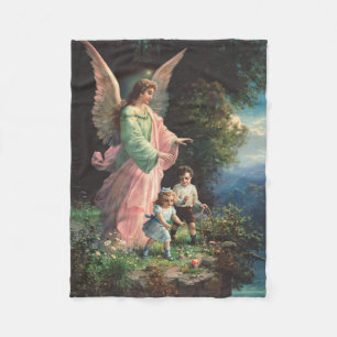 Beschermengel beschermt kinderen bij een richel fleece deken