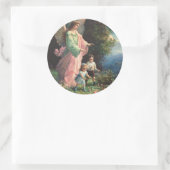 Beschermengel beschermt kinderen bij een richel ronde sticker (Tas)