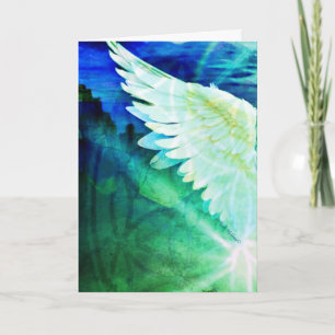 Beschermengel Blauw Groene Vleugel – Blanco Groet Kaart