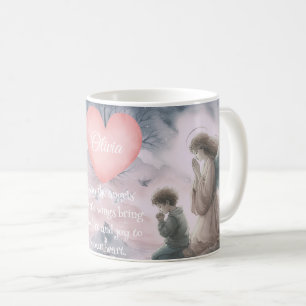 Beschermengel en kind die samen bidden koffiemok
