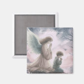 Beschermengel en kind samen bidden magneet (Voorkant / Achterkant)