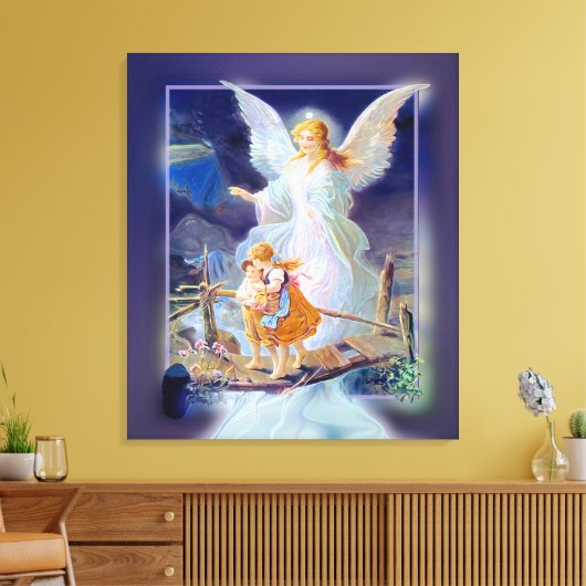 Beschermengel, kinderen, brug (exclusief ontwerp canvas afdruk (Insitu (Woonkamer))
