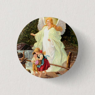 Beschermengel Kinderen over Brug Lindberg  Ronde Button 3,2 Cm