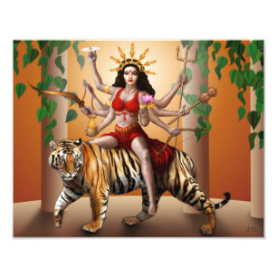 Beschermer Goddess Durga Print, 14 x 11 inch Foto Afdruk
