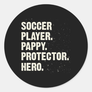 Beschermer Held Voetbalspeler Pappy Voetbal Liefhe Ronde Sticker