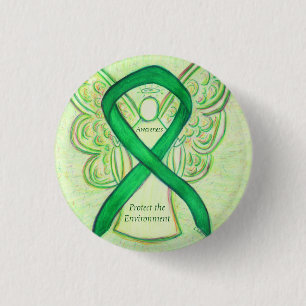 Bescherming milieubewustzijn Ribbon Angel Pin Ronde Button 3,2 Cm