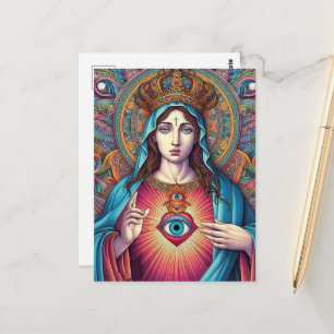 Bescherming tegen het kwaad Heilig Hart van Maria Briefkaart