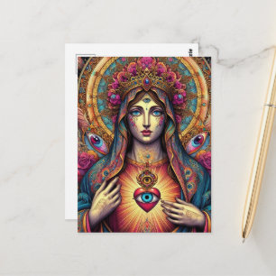 Bescherming tegen kwaad Heilig Hart van Maria Briefkaart