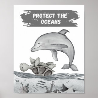 bescherming van de oceanen poster
