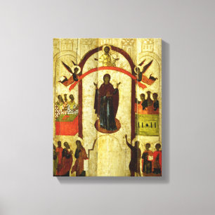 Bescherming van het Russische Theotokos-pictogram Canvas Afdruk