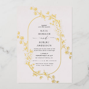 beschetste moderne florale bruiloft folie uitnodiging