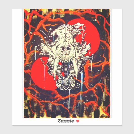 beschilderde tijgerschedel sticker (Vel)