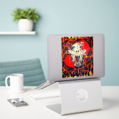 beschilderde tijgerschedel sticker (Laptop op bureau)