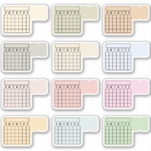 Beschrijfbare Maandelijkse Index Tabkalender Gewoo Sticker