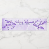 Beschrijfbare paarse libel waterfleslabels waterfles etiket (Enkel label)