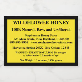 Beschrijvende honingpot (versie 5) voedselcontainer etiket