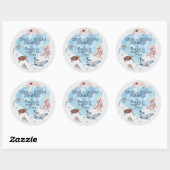 Beschrijving schattige oceaandieren ronde sticker (Vel)
