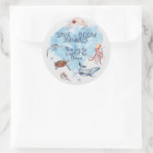 Beschrijving schattige oceaandieren ronde sticker (Tas)
