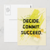 Beslissen. Vastleggen. geslaagd. Motivatie prijsop Briefkaart (Voorkant / Achterkant)