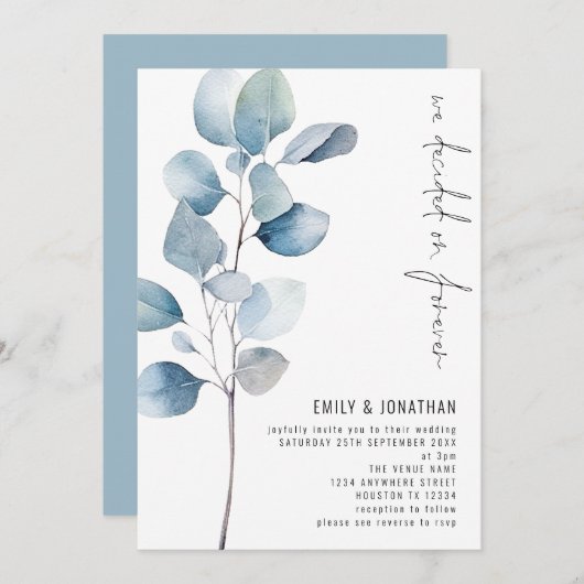 Besloten over Forever Eucalyptus QR Code Bruiloft Kaart (Voorkant / Achterkant)