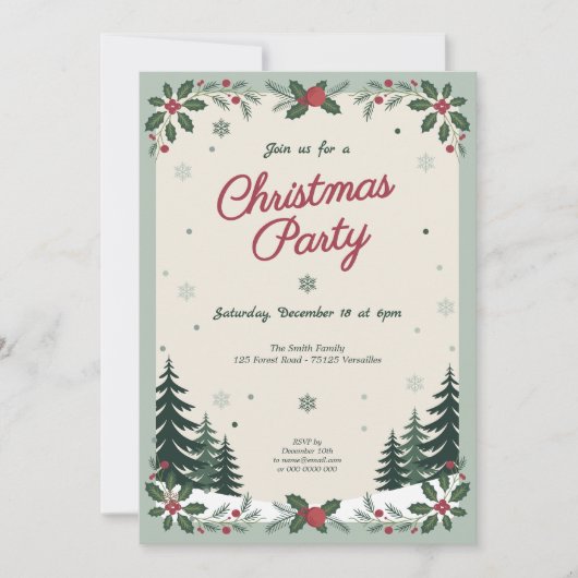 Besnee landschap & sparren - Kerstfeest Kaart (Voorkant)