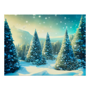 Besneeuwd dennenbos Winter Wonderland Perfect Poster