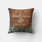 Besneeuwd Hout & Bos Land Bruiloft Kussen (Achterkant)