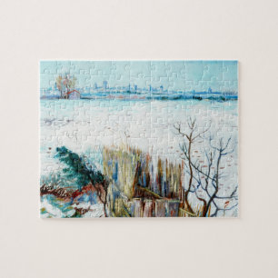 Besneeuwd landschap met Arles door Vincent van Gog Legpuzzel