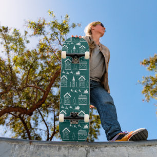 Besneeuwd Noordse Kerstmisdorp Skateboard