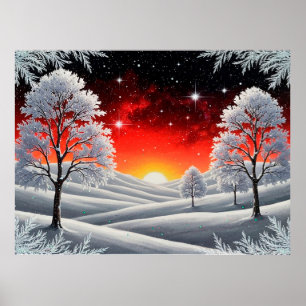 Besneeuwd Winterbos voor Gezellige Huisdecoratie & Poster