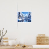 Besneeuwd winterlandschap Vredig boslandschap Poster (Keuken)